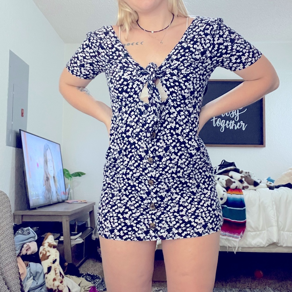 Navy Blue Floral Dress